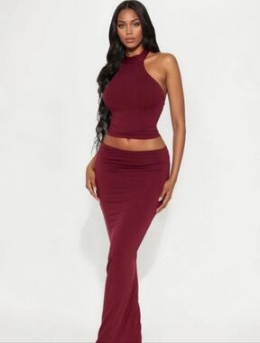 Fashion Nova Sofia Backless Halter Maxi Skirt Set | Sold Out | NWT | Size M